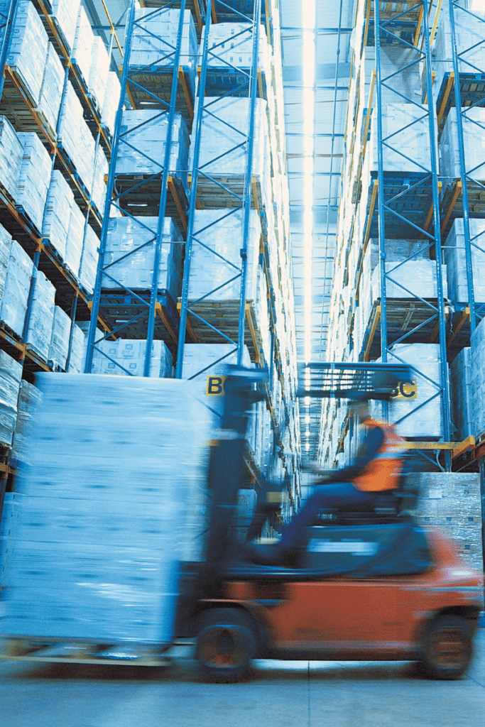 blurry photo of a forklift in motion