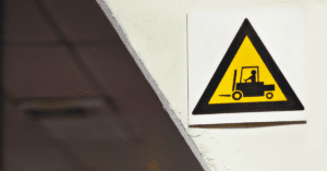 forklift warning sign on a wall