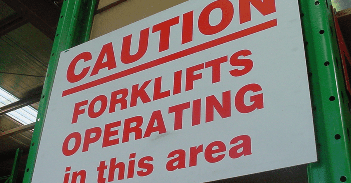 forklift caution sign for pedestrian safety