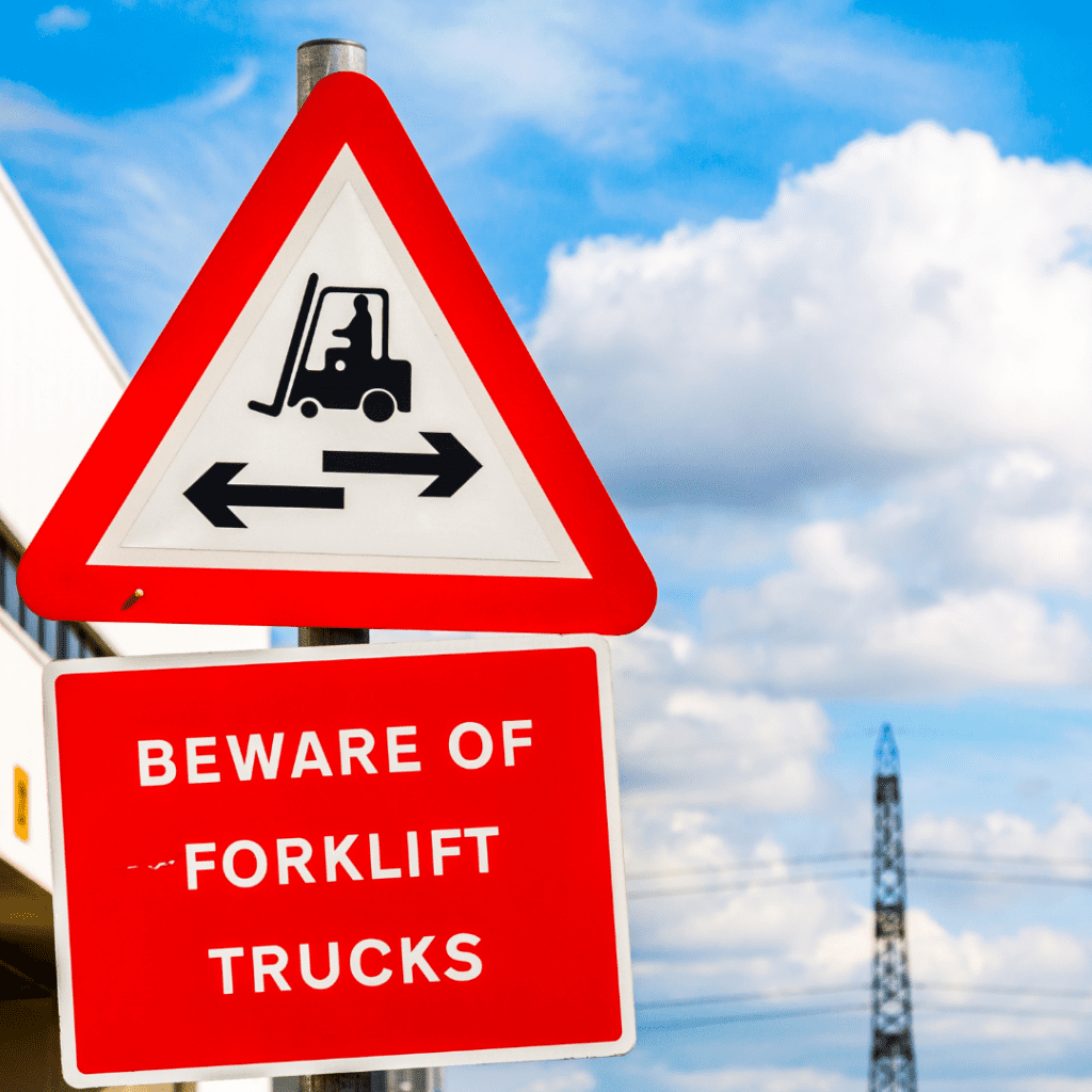 Beware of forklift trucks sign