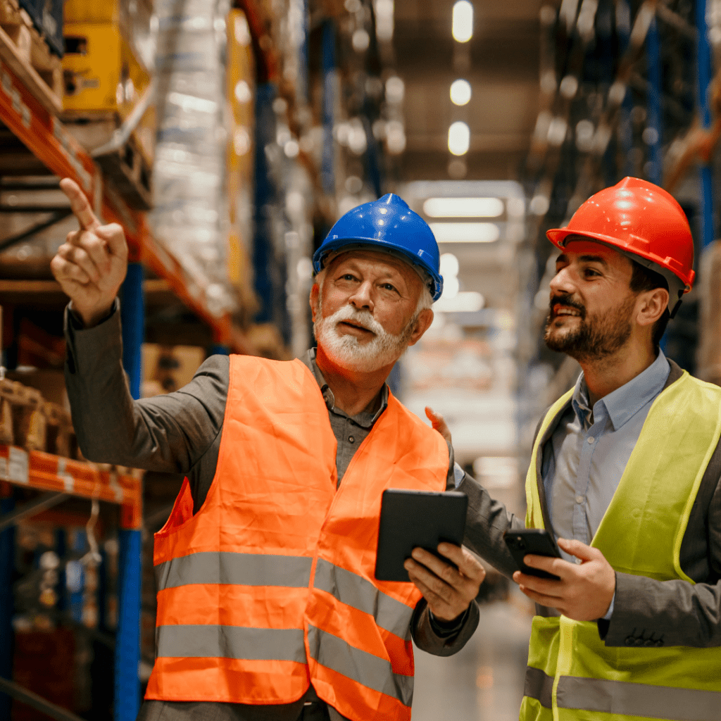 Two men checking off safety checklist Investing in Warehouse Safety Saving You Money