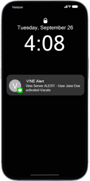 Phone with Vine Emergency Alert Notification